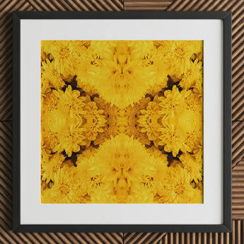 Gold Rush - Chrysanthemum Op Art Print / Canvas Vibrant Yellow Floral Sleek Black Frame Behold, Entrancing Symphony, Trippy Prints