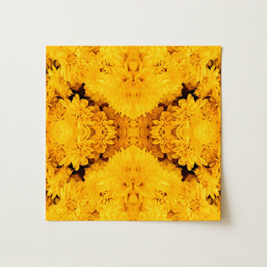 Gold Rush - Chrysanthemum Op Art Print / Canvas Vibrant Yellow Floral Canvas Print Symmetrical Kaleidoscopic Pattern Behold Gold Rush,