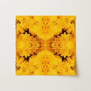 Gold Rush - Chrysanthemum Op Art Print / Canvas Vibrant Yellow Floral Symmetrical Kaleidoscopic Pattern Behold, Entrancing Symphony, Trippy