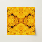 Gold Rush - Chrysanthemum Op Art Print / Canvas Vibrant Yellow Floral Symmetrical Kaleidoscopic Pattern Behold, Entrancing Symphony, Trippy