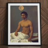 Gold Star - Impresión artística neoclásica india gay / Lienzo, 24x32’’ / 61x81cm / Marco negro / Paspartú, Pósters, impresiones y arte visual, Toby