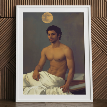 Gold Star - Impresión artística neoclásica india gay / Lienzo, 24x32’’ / 61x81cm / Marco blanco / Paspartú, Pósters, impresiones y arte visual, Toby