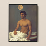 Gold Star - Impresión artística neoclásica india gay / Lienzo, 12x16’’ / 31x41cm / Marco negro, Pósters, impresiones y arte visual, Toby Leon