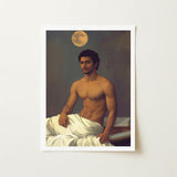 Gold Star - Gay Indian Neoclassical Art Print / Canvas Framed Portrait Muscular Man Dark Hair Skin Moonlit Desire Beckons, Prints