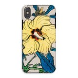 Golden Hibiscus - Kono Bairei Floral Phone Case Phone Case Vibrant Yellow Hibiscus Flower Design Blue Kōno Bairei’s Golden Hibiscus, Bairei