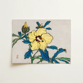 Golden Hibiscus - Kōno Bairei Meiji Era Art Print / Canvas, 16x12’’ / 41x31cm / Unframed / no Border, Posters Prints & Visual Artwork,