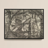 The Gothic Arch - Giovanni Battista Piranesi Art Print / Canvas Black-framed Architectural Sketch Complex Multi-level Stone Structure
