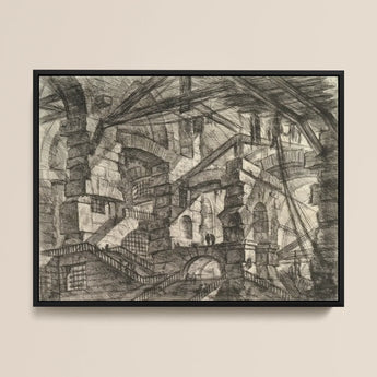 The Gothic Arch - Giovanni Battista Piranesi Art Print / Canvas Black-framed Architectural Sketch Complex Multi-level Stone Structure