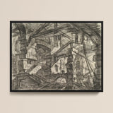 The Gothic Arch - Giovanni Battista Piranesi Art Print / Canvas Black-framed Architectural Sketch Complex Multi-level Stone Structure