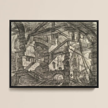 The Gothic Arch - Giovanni Battista Piranesi Art Print / Canvas Black-framed Architectural Sketch Complex Multi-level Stone Structure
