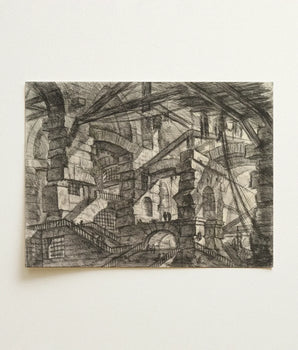 Detailed Black-and-white Sketch Intricate Multi-level Stone Archway Structure Piranesi Draws Eternity, Giovanni Battista Art, Print