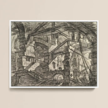 The Gothic Arch - Giovanni Battista Piranesi Art Print / Canvas Framed Black-and-white Architectural Sketch Intricate Multi-level Stone