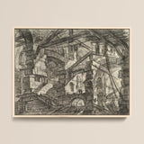 The Gothic Arch - Giovanni Battista Piranesi Art Print / Canvas Framed Black-and-white Architectural Sketch Intricate Multi-level Stone