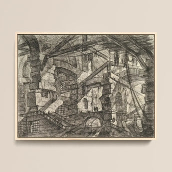 The Gothic Arch - Giovanni Battista Piranesi Art Print / Canvas Framed Black-and-white Architectural Sketch Intricate Multi-level Stone
