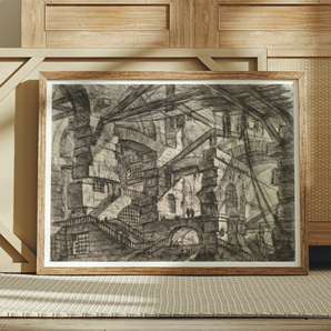 The Gothic Arch - Giovanni Battista Piranesi Art Print, Framed Charcoal Complex Architectural Structure