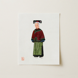 Grand Dame - Manchu Fashion Art Print / Canvas Watercolor Illustration Print Elderly Woman Traditional Chinese Attire Qing Dynasty Manchu,
