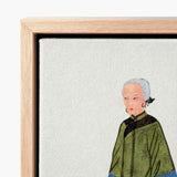 Framed Canvas Print Delicate Illustration Elderly Woman Silver Qing Dynasty Manchu, Fashion, Art