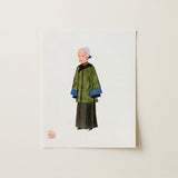 Grand Dame - Qing Dynasty Art Print / Canvas Watercolor Illustration Elderly Woman Traditional Chinese Attire Manchu, Fashion, Prints