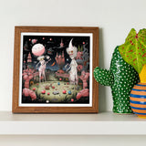 Grand Day out - Creepy Lowbrow Surreal Art Print / Canvas Framed Whimsical Artwork Pink Landscape Fantastical Creatures, Prints