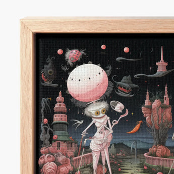 Whimsical Fantasy Artwork Light Wood Frame Skeletal Figure Creepy Lowbrow Surreal, Art, Print