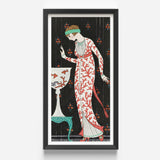 Artistic Framed Print Woman Elegant Coral-patterned Gown Red George Barbier, Robe Du Soir, Art Deco Elegance