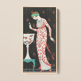 Artistic Framed Print Woman Elegant Coral-patterned Gown Red George Barbier, Robe Du Soir, Art Deco Elegance