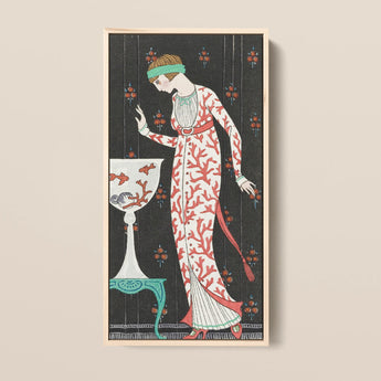 Artistic Framed Print Woman Elegant Coral-patterned Gown Red George Barbier, Robe Du Soir, Art Deco Elegance