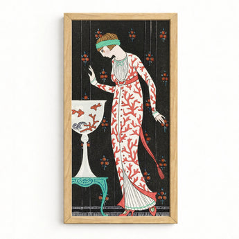 Artistic Framed Print Stylized Woman Elegant White Dress George Barbier, Robe Du Soir, Art Deco Elegance