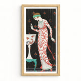 Art Print Light Wood Frame Deco-style Illustration Woman George Barbier, Robe Du Soir, Deco Elegance