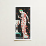 Artistic Print Woman Elegant Coral-patterned Gown Red Accents George Barbier, Robe Du Soir, Art Deco Elegance