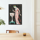 Grande Robe Du Soir George Barbier Framed Canvas, Art Deco Style Poster Elegant Figure Patterned Dress
