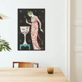Grande Robe Du Soir George Barbier Framed Canvas, Art Deco Style Poster Elegant Figure Patterned Dress