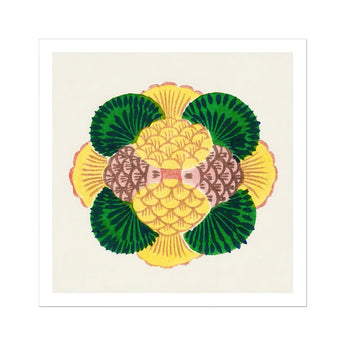 Graphic Bloom - Taguchi Tomoki Floral Art Print / Canvas Decorative Circular Pattern Made Stylized Yellow Pink Fish Taguchi Tomoki, Tsubaki