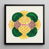 Graphic Bloom - Taguchi Tomoki Floral Art Print / Canvas Framed Artwork Stylized Symmetrical Floral Design Vibrant Yellow Taguchi Tomoki,