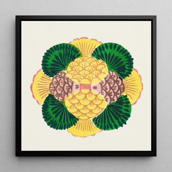Graphic Bloom - Taguchi Tomoki Floral Art Print / Canvas Framed Artwork Stylized Symmetrical Floral Design Vibrant Yellow Taguchi Tomoki,