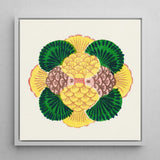 Graphic Bloom - Taguchi Tomoki Floral Art Print / Canvas Vibrant Square-framed Artwork Stylized Design Yellow Green, Tsubaki Woodblock,