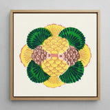 Graphic Bloom - Taguchi Tomoki Floral Art Print / Canvas Vibrant Square-framed Artwork Stylized Design Yellow Green, Tsubaki Woodblock,