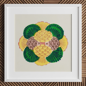 Graphic Bloom - Taguchi Tomoki Floral Art Print / Canvas Vibrant Stylized Pineapple Artwork Green Leafy Accents Yellow Taguchi Tomoki,