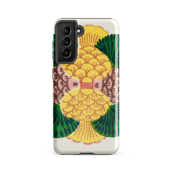 Graphic Bloom - Taguchi Tomoki Floral Phone Case Samsung Galaxy S21 Fe / Gloss Vibrant Stylized Pineapple Design Adorns White Phone Case