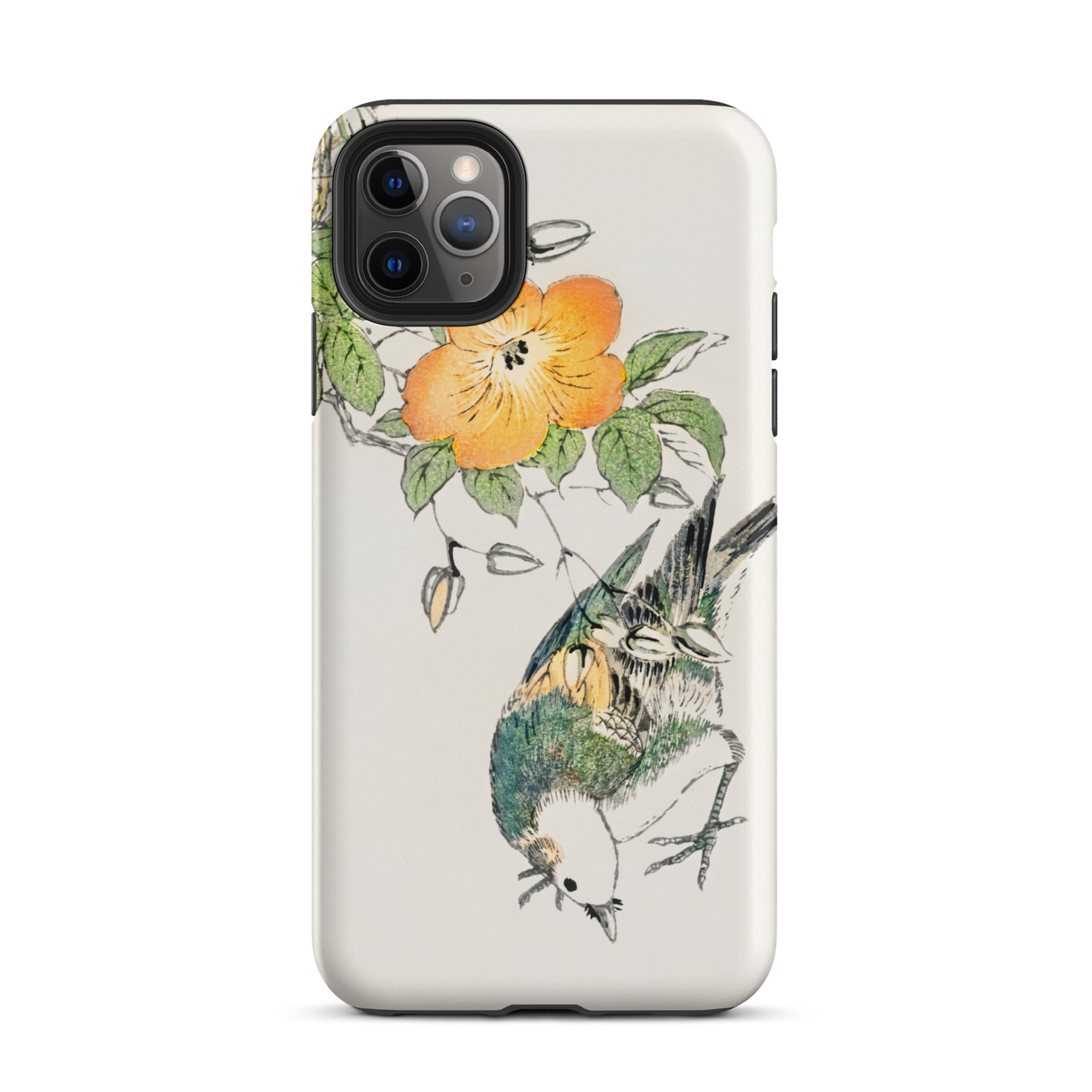 Gray Starling - Numata Kashu Kacho-e Iphone Case, 11 Pro Max / Matte, Bird Flower Phone Case