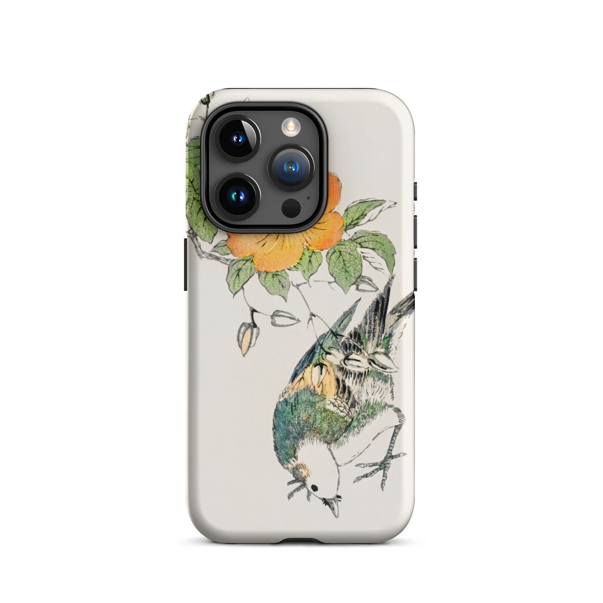 Gray Starling - Numata Kashu Kacho-e Iphone Case, 15 Pro / Matte, Bird Flower Patterned Phone Case