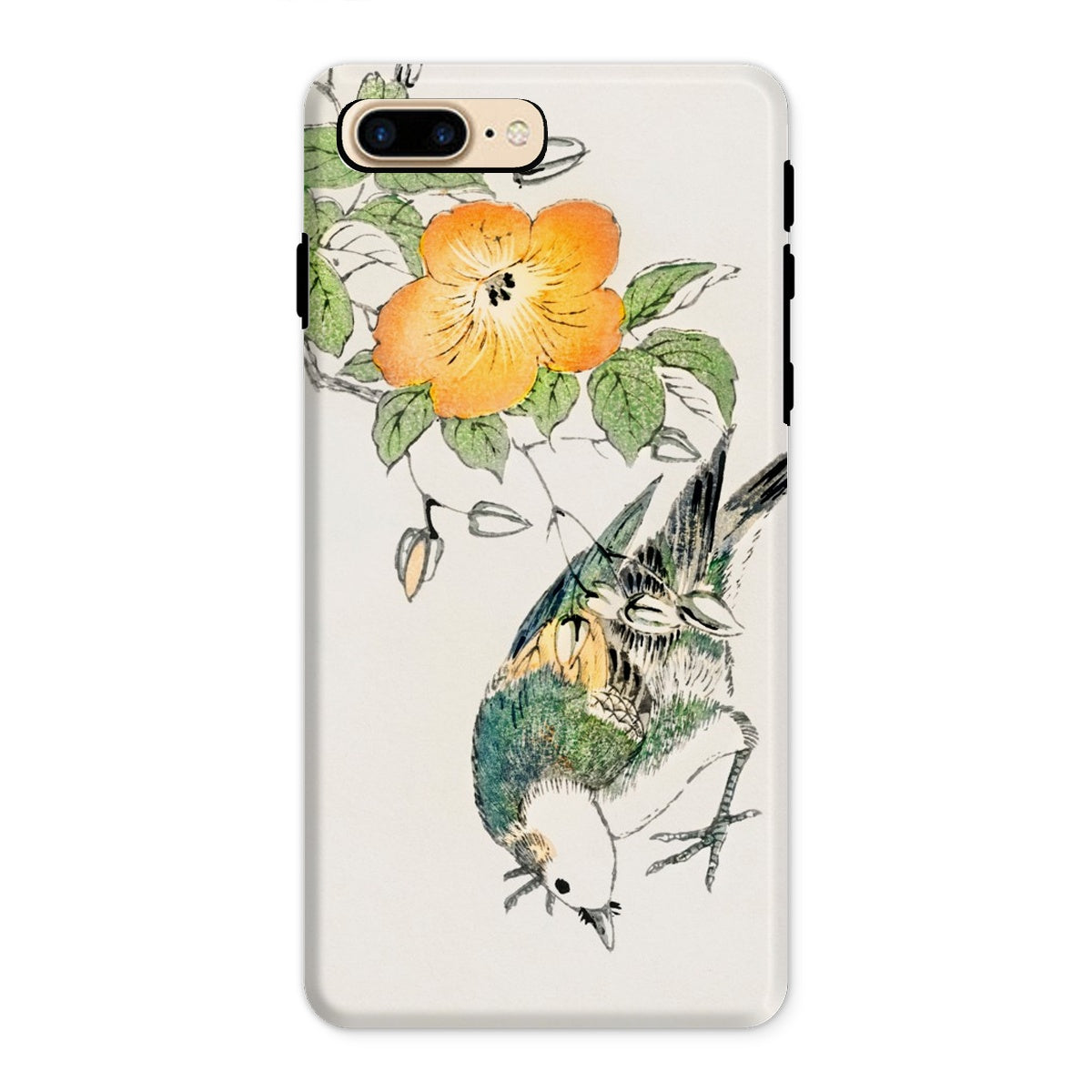 Gray Starling - Numata Kashu Kacho-e Iphone Case, 8 Plus / Matte, Phone Case Delicate Floral Bird Design Watercolor Style