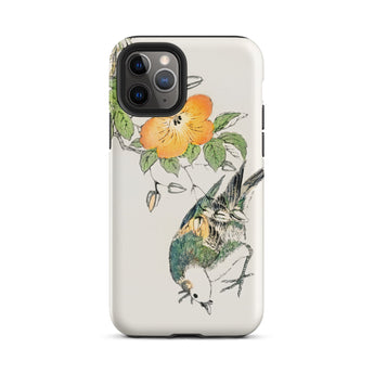 Gray Starling - Numata Kashu Kacho-e Phone Case Iphone 11 Pro / Matte Bird Flower Patterned Phone Case Numata Kashu, Gray Starling,
