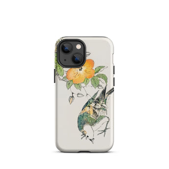 Gray Starling - Numata Kashu Kacho-e Phone Case Iphone 13 Mini / Matte Bird Flower Phone Case Numata Kashu, Gray Starling, Floral-avian