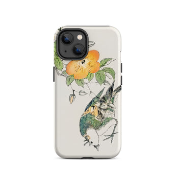Gray Starling - Numata Kashu Kacho-e Phone Case Iphone 14 / Matte Bird Flower Patterned Phone Case Numata Kashu, Gray Starling,