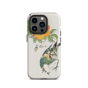 Gray Starling - Numata Kashu Kacho-e Phone Case Iphone 14 Pro / Matte Bird Flower Patterned Phone Case Numata Kashu, Gray Starling,