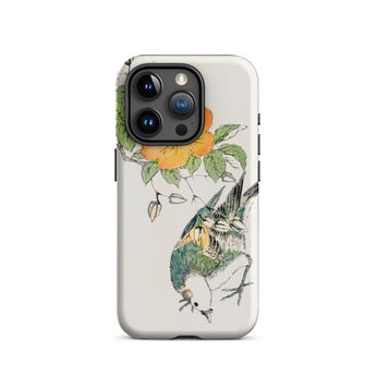 Gray Starling - Numata Kashu Kacho-e Phone Case Iphone 15 Pro / Matte Bird Flower Patterned Phone Case Numata Kashu, Gray Starling,