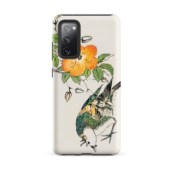 Gray Starling - Numata Kashu Kacho-e Phone Case Samsung Galaxy S20 Fe / Matte Phone Case Delicate Illustration Orange Flower Green Leaves