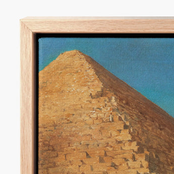 Wooden-framed Canvas Print Golden-brown Pyramid Clear Blue Sky Giza Fractures, Gargantuan Art, Disorients Reason