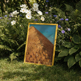 Great Pyramid of Giza - Adrien Dauzats Art Print / Canvas Framed Artwork Golden-brown Blue Sky Enclosed Bright Fractures, Gargantuan,